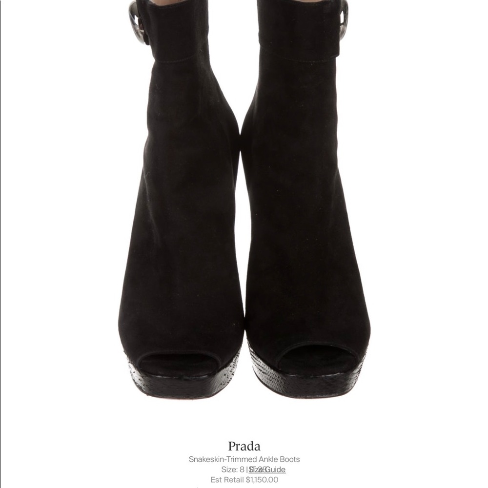Suede and snakeskin Prada booties!AUTHENTIC SIZE 8! - Picture 3 of 6